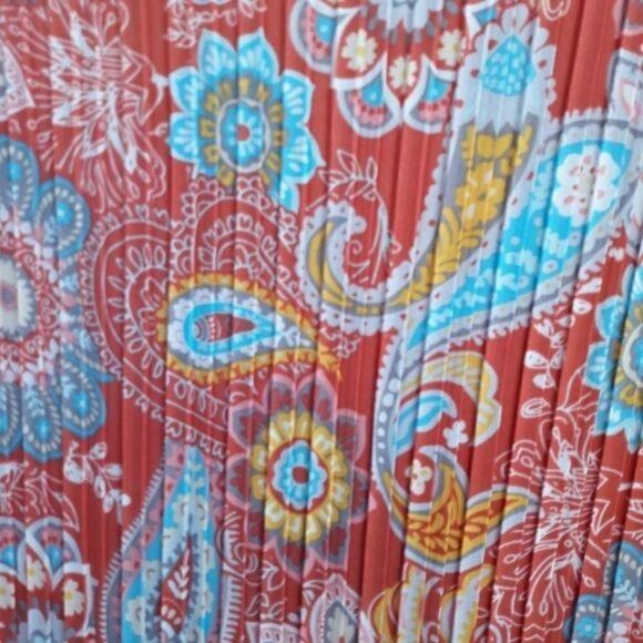 90's Pleated Paisley Print Sleeveless Keyhole Scoop Neck Blouse Coral Sz S - Picture 11 of 11